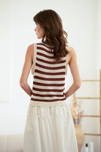LOOSE STRIPE CROCHET SWEATER VEST