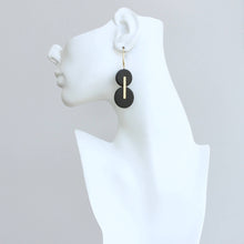 Load image into Gallery viewer, CHRE44 Black wood and brass earrings