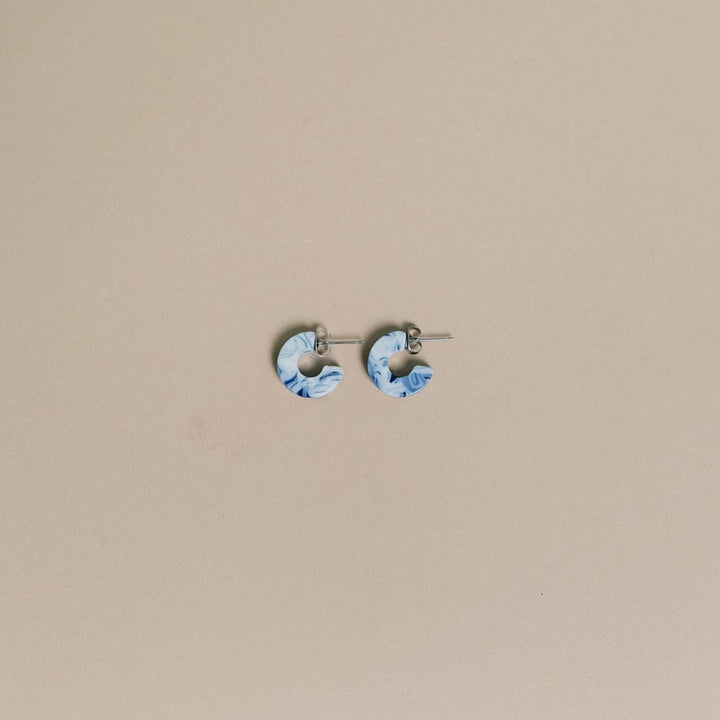 Mali | Ocean | Blue + White Hoop Earrings | Small Size NN25