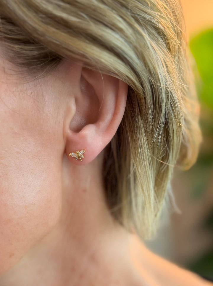 Sparkling Dragonfly Stud