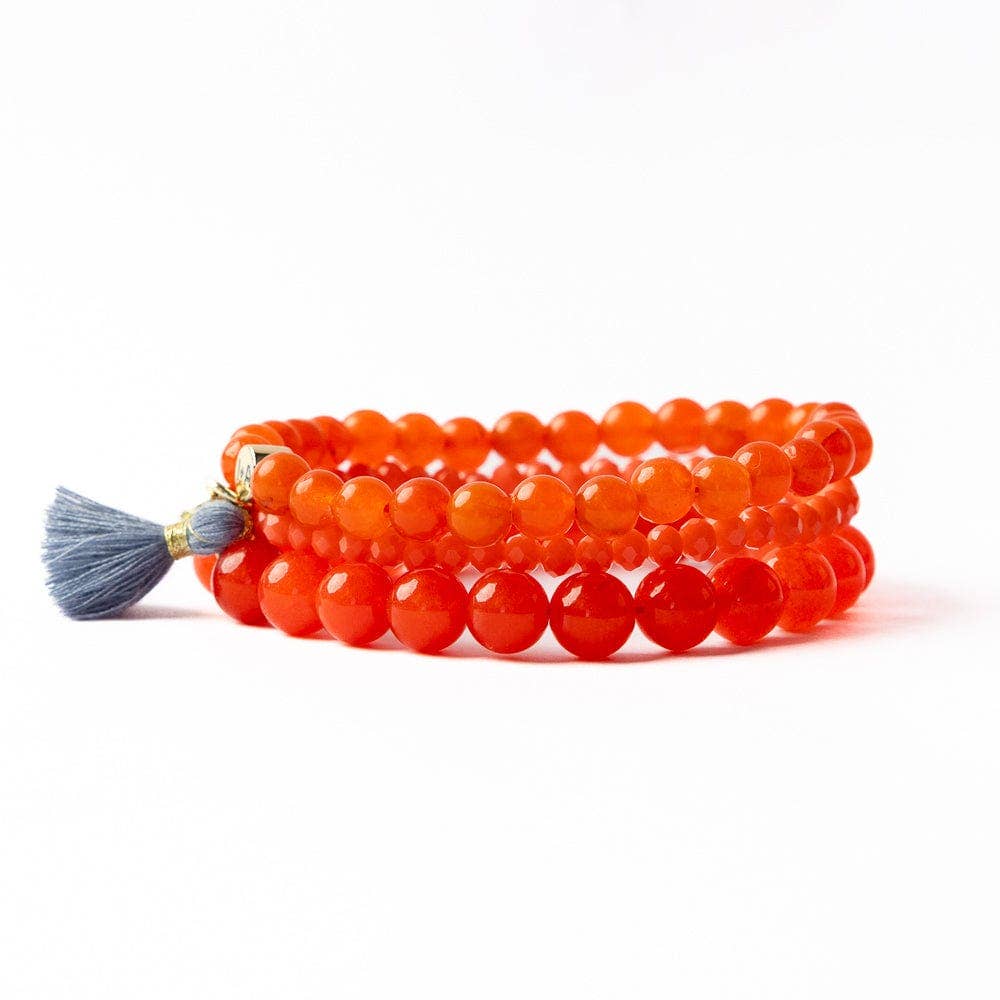 Addison Set Of 3 Stretch Bracelets Glass And Crystal With Bag Orange IA23