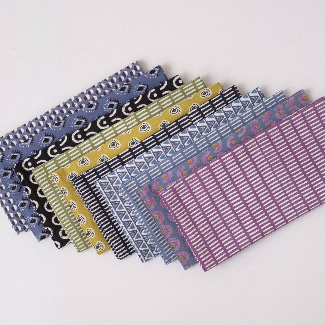 Pontis Stripes Cloud Block Printed Napkins - set of 4 GM15