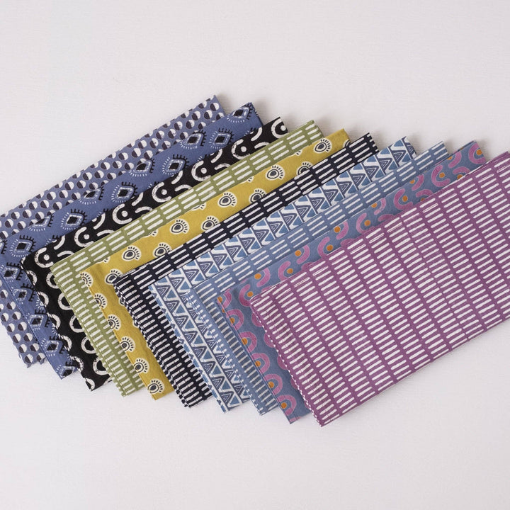 Pontis Stripes Cloud Block Printed Napkins - set of 4 GM15