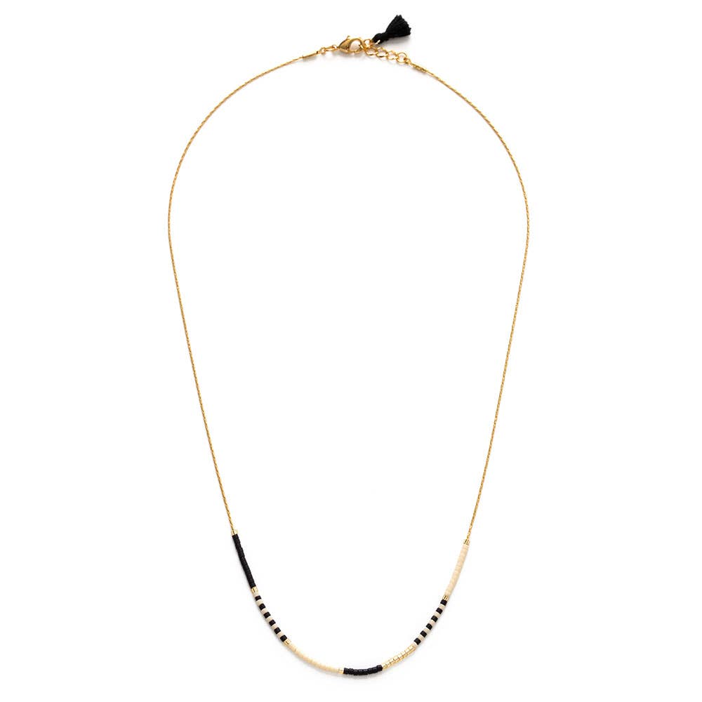 Black &amp; Bone - Japanese Seed Bead Necklace AS59
