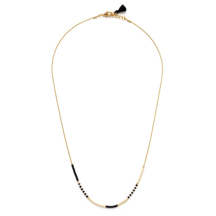 Black &amp; Bone - Japanese Seed Bead Necklace AS59