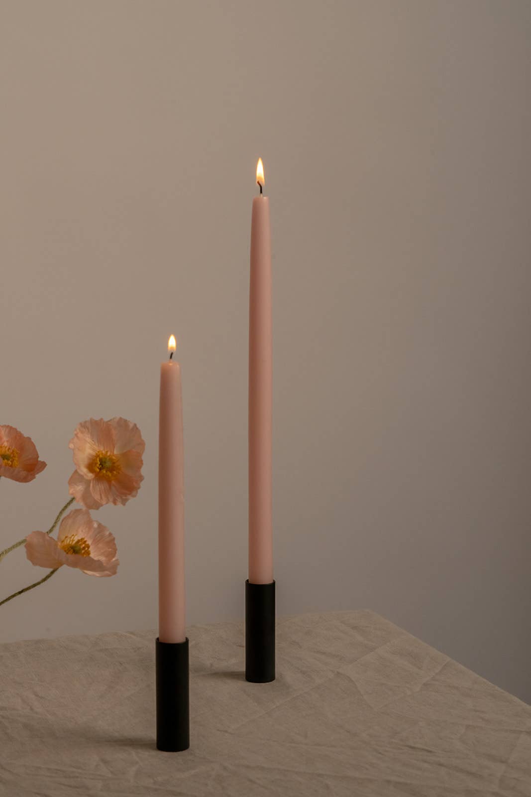 Pink Rose | Dipped Beeswax Taper Candles | All Natural, Hand