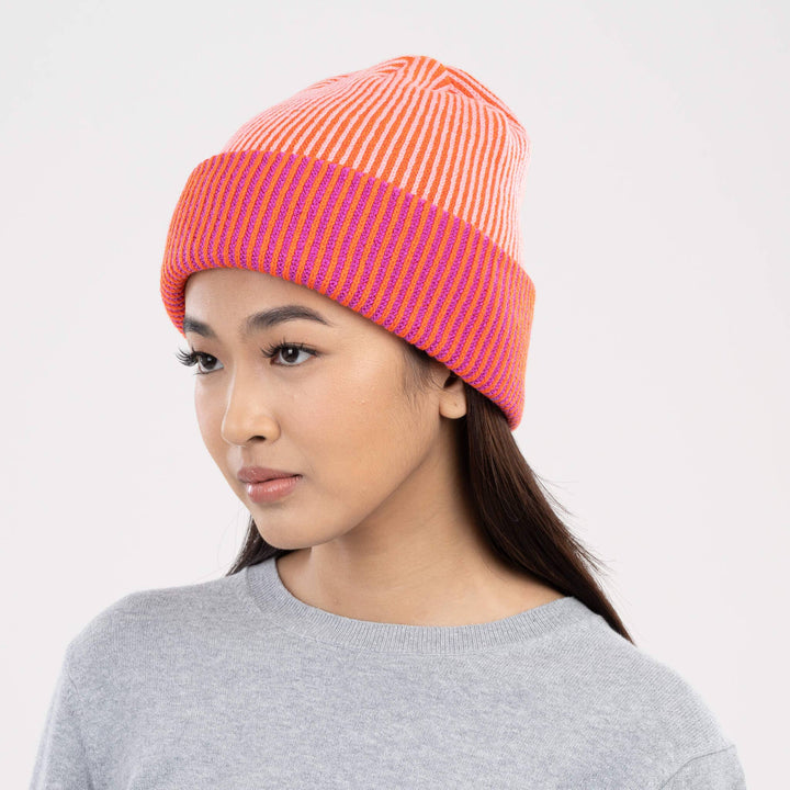 Pinstripe Plush Beanie