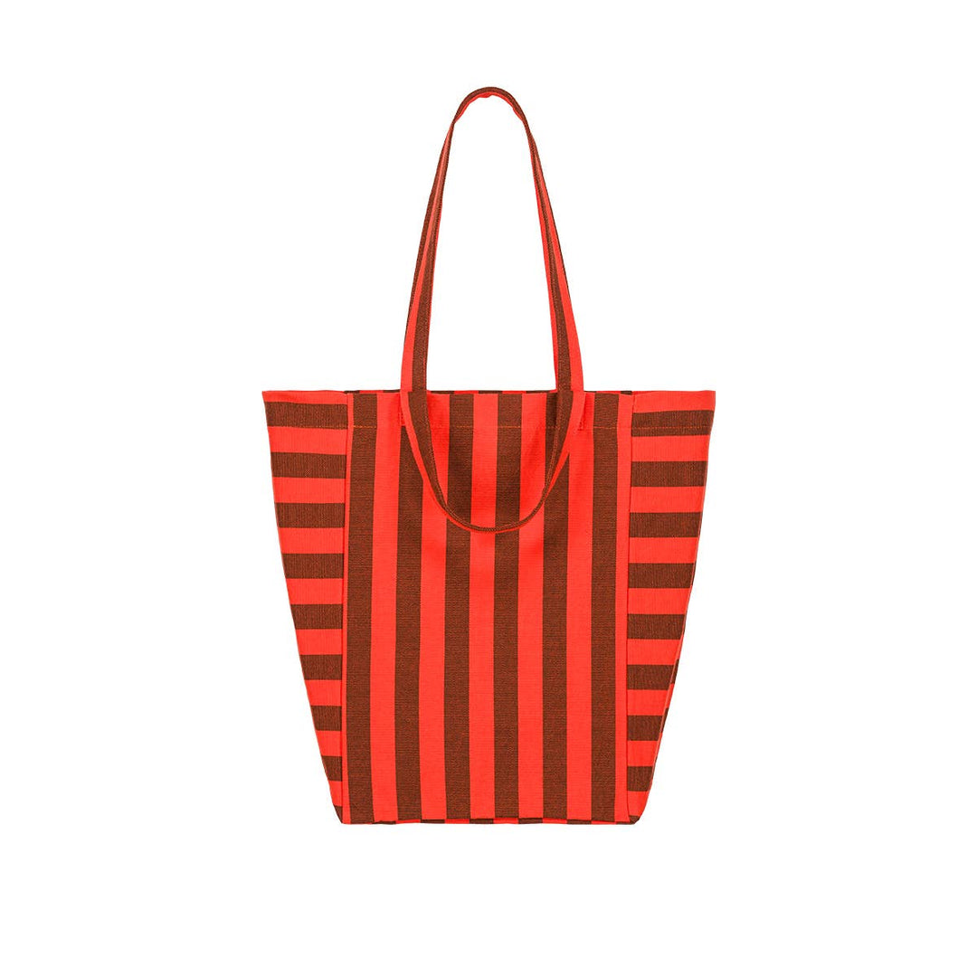 ELISABETH TOTE BAG STRIPES BROWN/ TOMATO