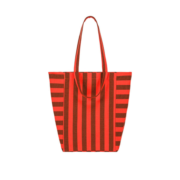 ELISABETH TOTE BAG STRIPES BROWN/ TOMATO