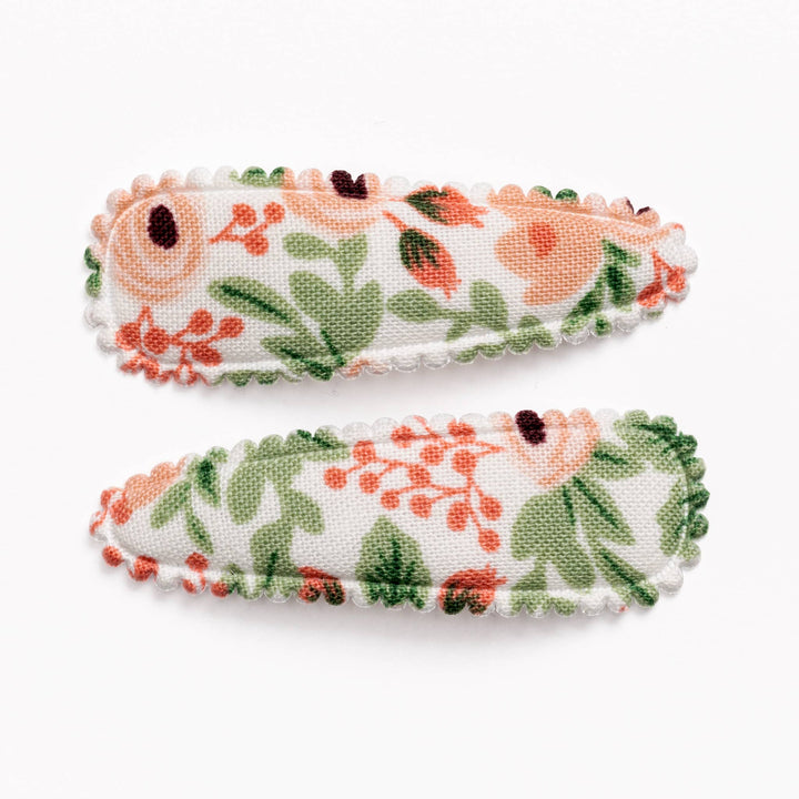 Rosa Pink Floral Fabric Hair Clips FC96