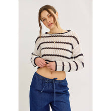 Load image into Gallery viewer, LAID BACK STAPLE STRIPE COTTON SWEATER WITH CONTRAST TRIM