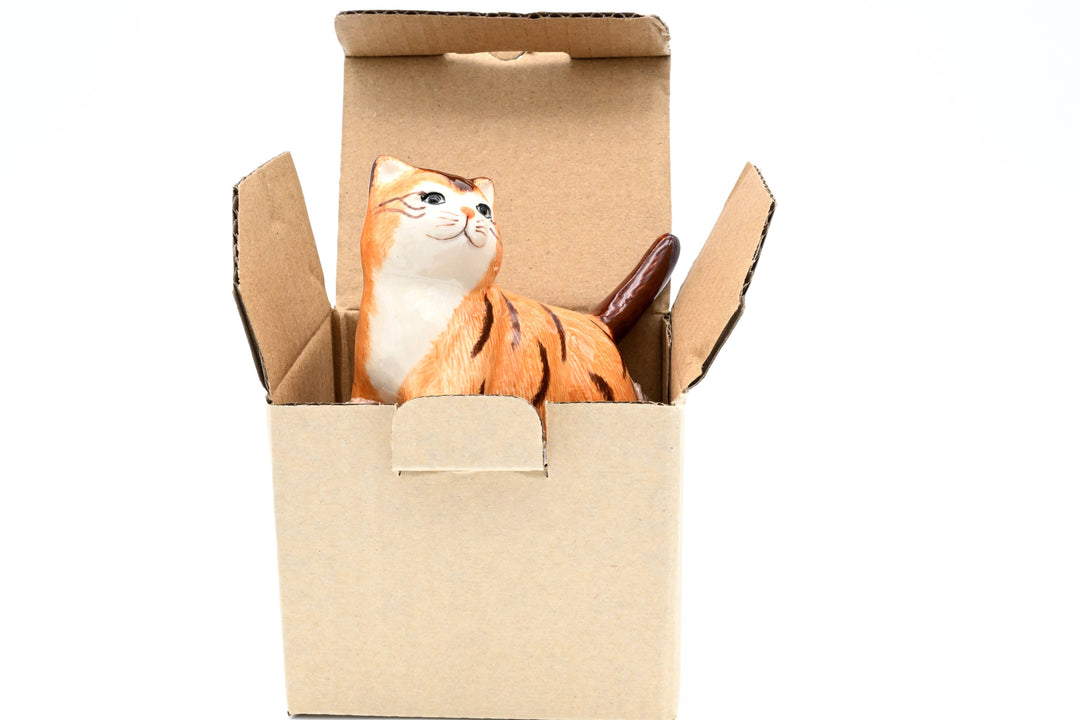 MiniL131 Decorative Miniature Ceramic Tiny L Orange Tabby cat