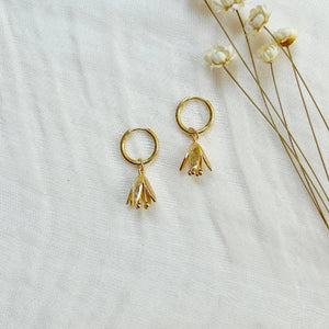 Dainty Floral Charm Huggie Hoops KT07