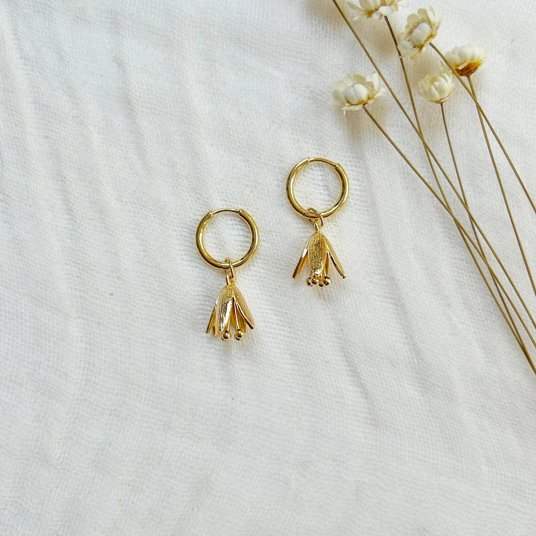 Dainty Floral Charm Huggie Hoops KT07