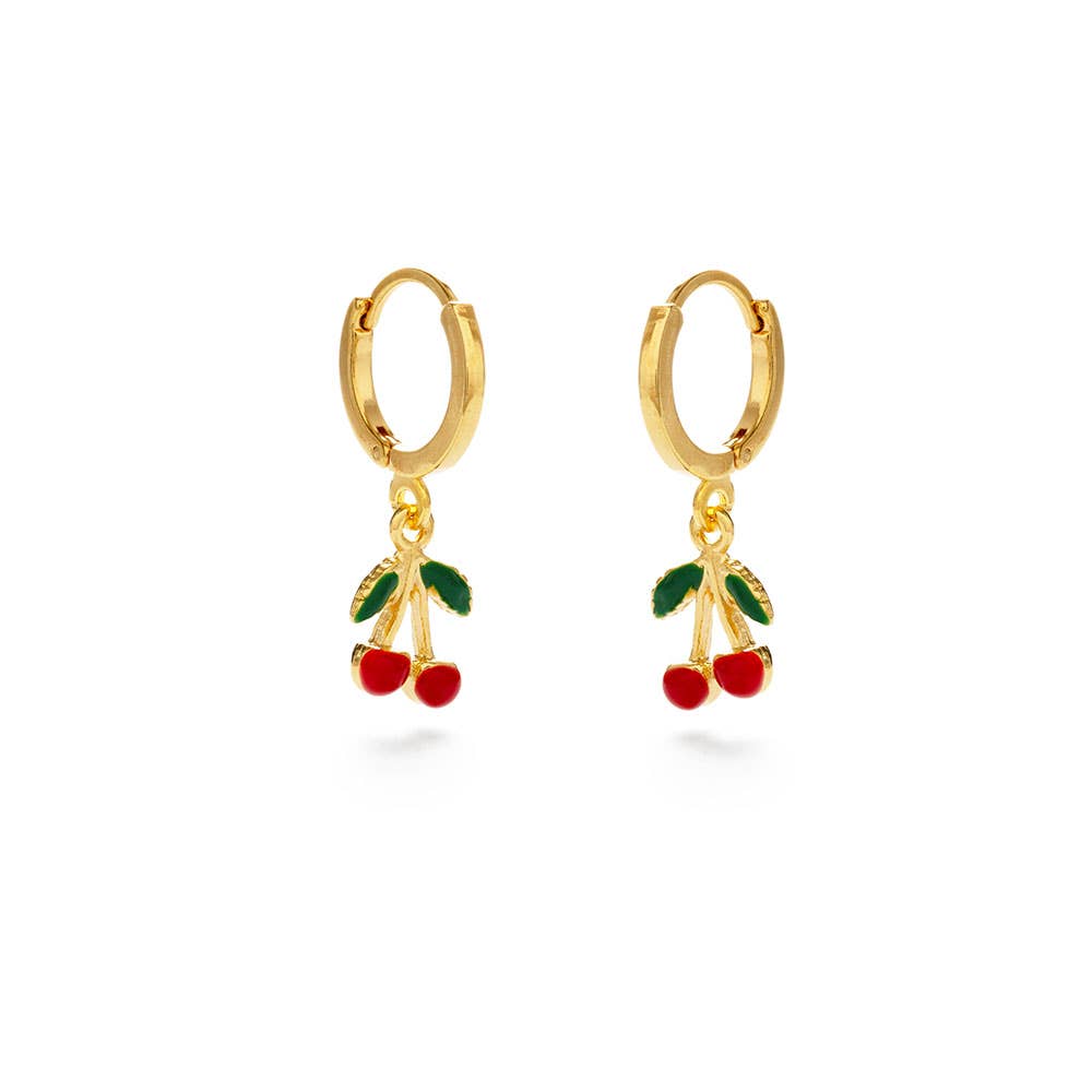 Sweet Cherry Huggie Hoop Earrings