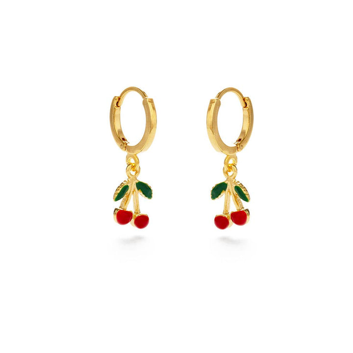 Sweet Cherry Huggie Hoop Earrings
