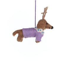 Load image into Gallery viewer, Handmade Felt Rudy Dachshund Dog Christmas Decoration