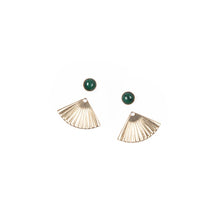 Load image into Gallery viewer, Malachite Mini Pleat Jacket Earrings MS14