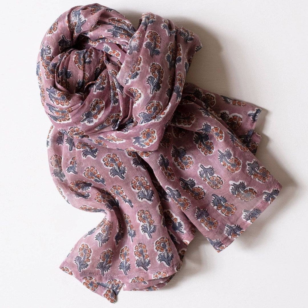 Malin Mauve Block Printed Scarf GMS24