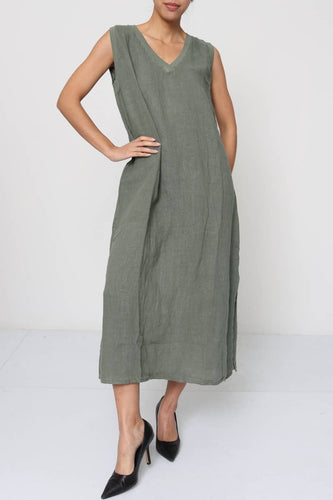 Sleeveless Short Dresses in 100% Linen REF. 10090