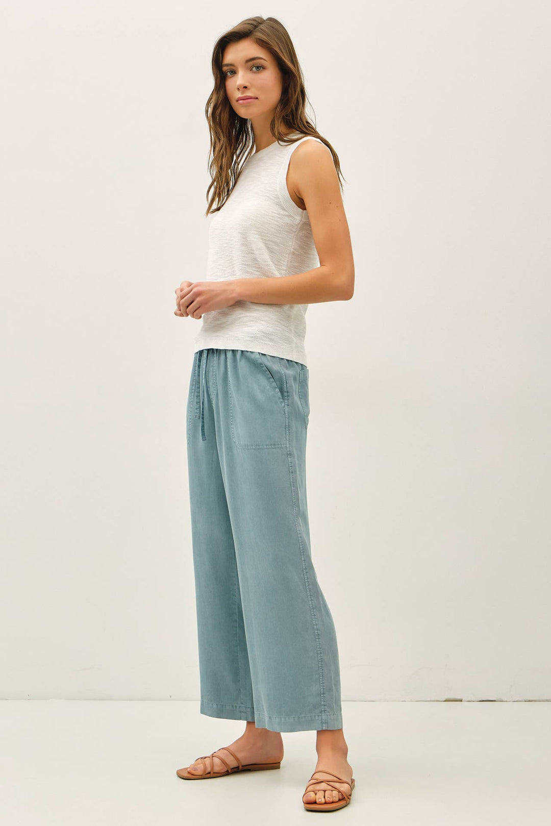 TENCEL DRAWSTRING WIDE LEG PANTS BC234