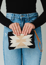 Load image into Gallery viewer, Black, Cream &amp; Tan Aztec Wristlet
