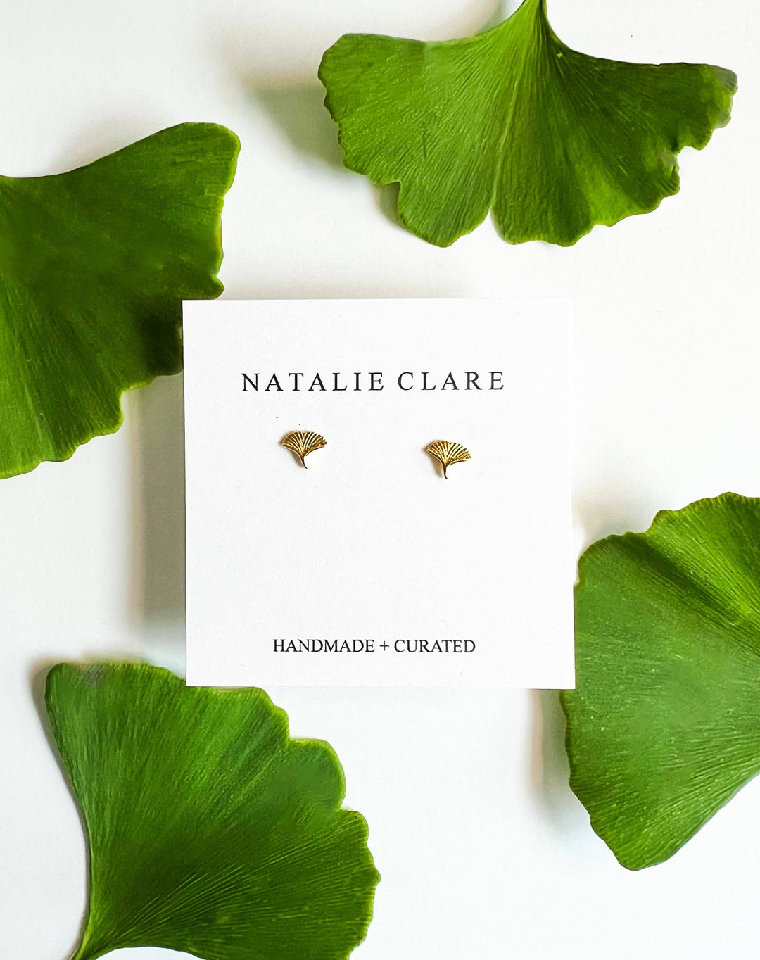 Gold Ginkgo Stud Earrings NC32
