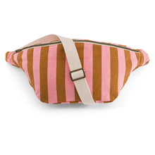 Load image into Gallery viewer, WOMEN BUM BAG STRIPES CARAMEL / STRAWBERRY