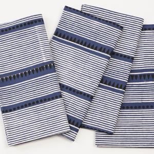 Laya Blue Block Printed Napkins - set of 4