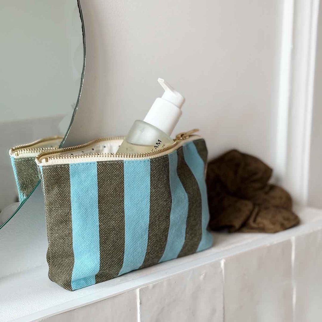 POUCH SOFIA STRIPES OLIVE / BLUE