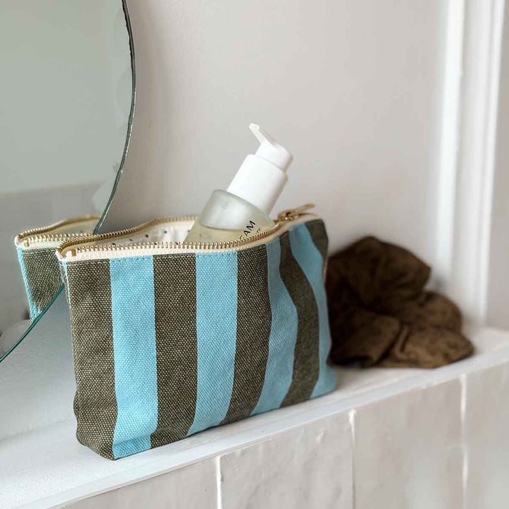 POUCH SOFIA STRIPES OLIVE / BLUE