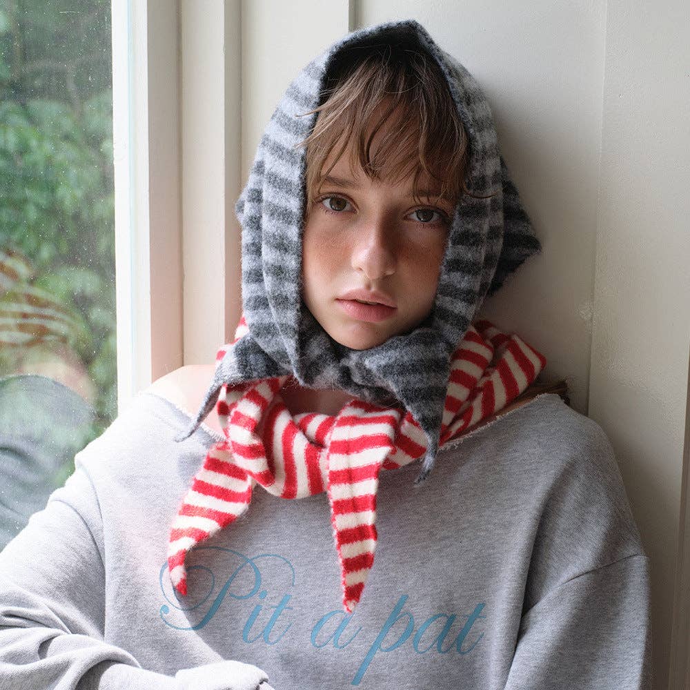 Striped Wool Triangle Scarf SL457