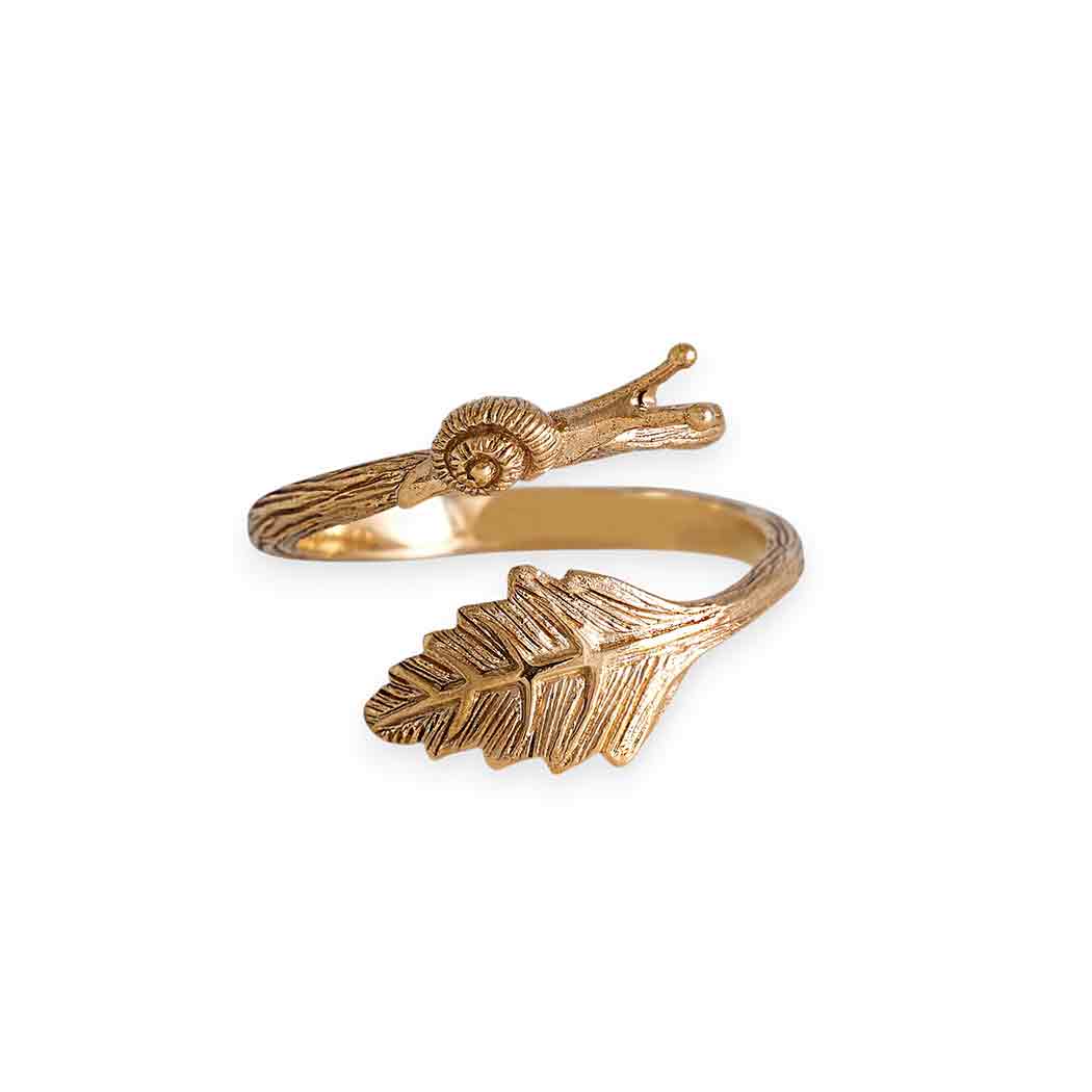 Adjustable Snail and Leaf Ring