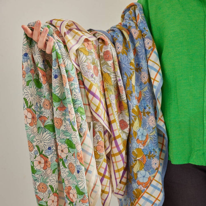 Magic Garden Green Indian Flower Print Scarf BH223
