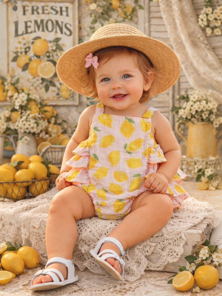 Lemon Sorbet / Muslin Ruffle Sunsuit SIIX8