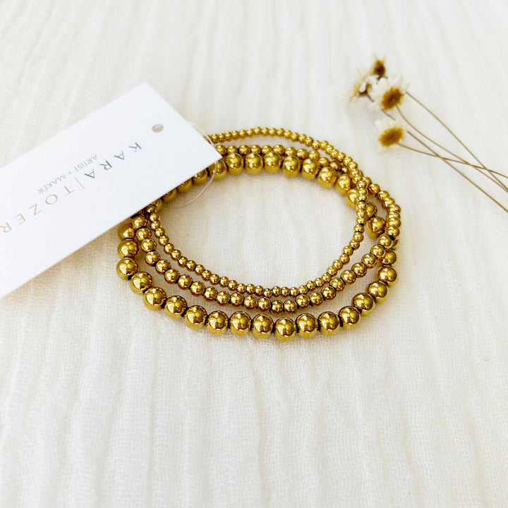 Gold Beaded Stacking Bracelet Set KT15