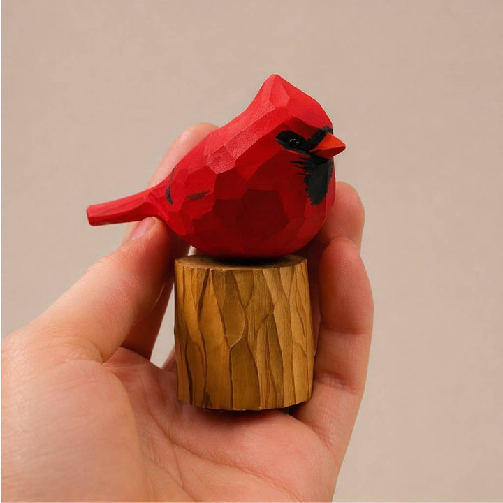 Hand-Painted Carved Wood Bird Figurine