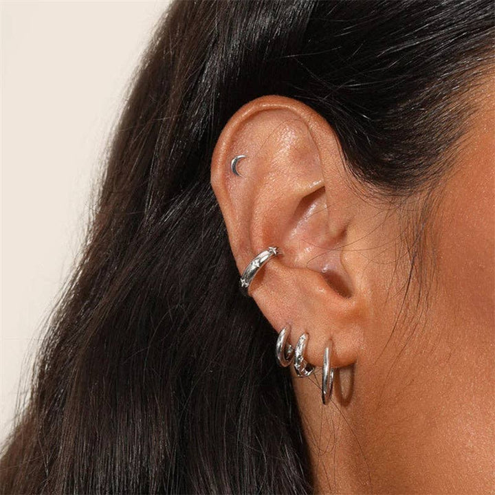 Dainty Gold Star Huggie Hoop Earrings in 925 Sterling Silver
