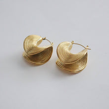 Load image into Gallery viewer, Devon Folded Hoops | Gold Statement Hoops JJ205