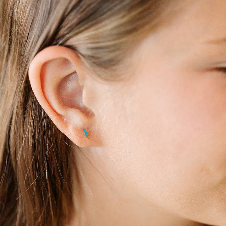Bolt Stud Earrings - Hypoallergenic, Flat Back, Girl Gift PPE28
