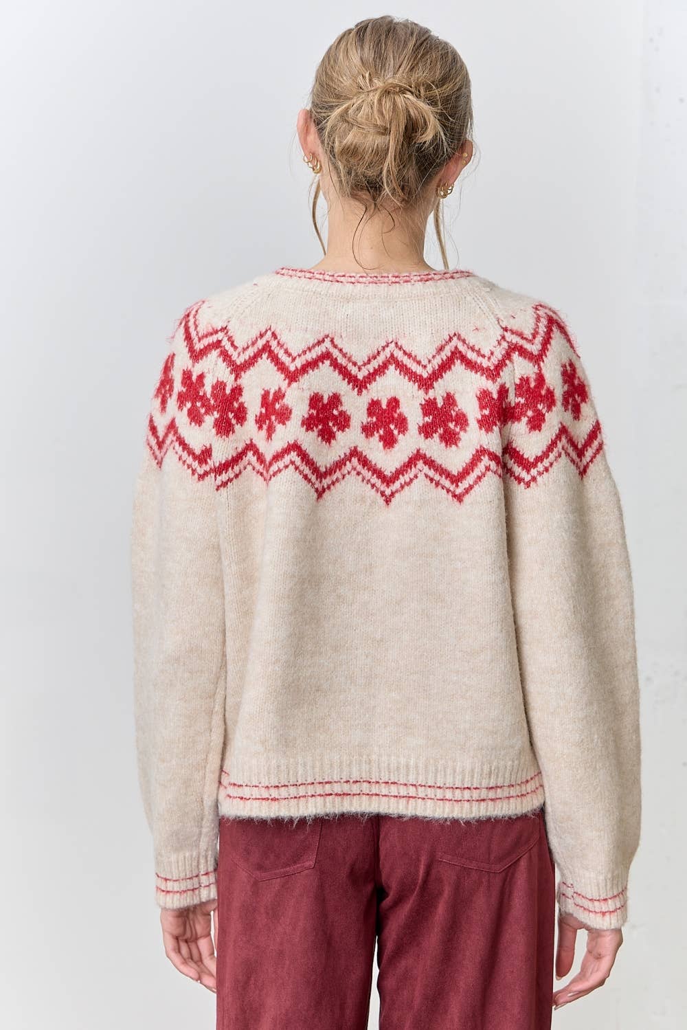 FLOWER INTARSA SWEATER CARDIGAN PG732
