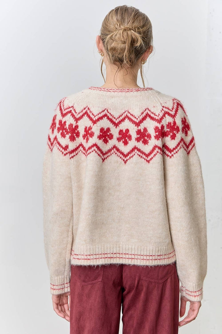 FLOWER INTARSA SWEATER CARDIGAN PG732