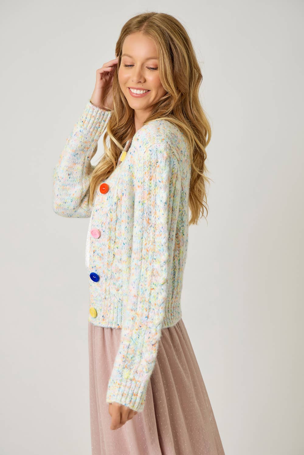 Mixed Yarn Sweater Cardigan MT245