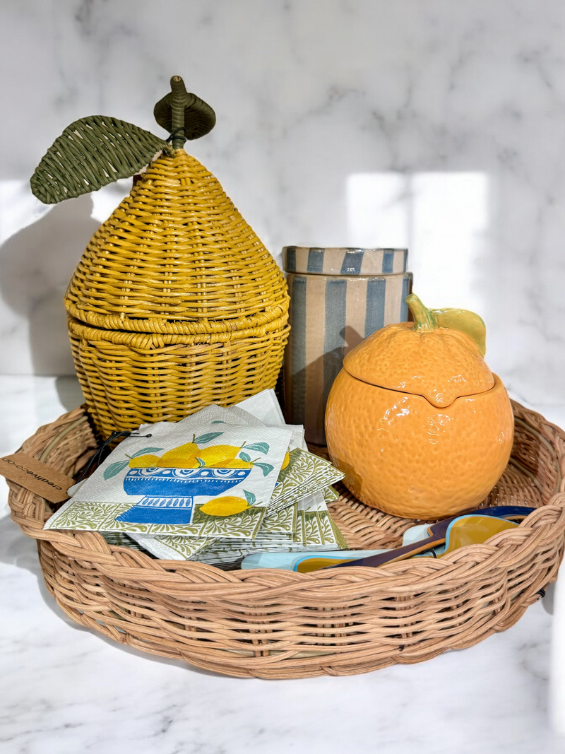 Rattan lemon shaped basket