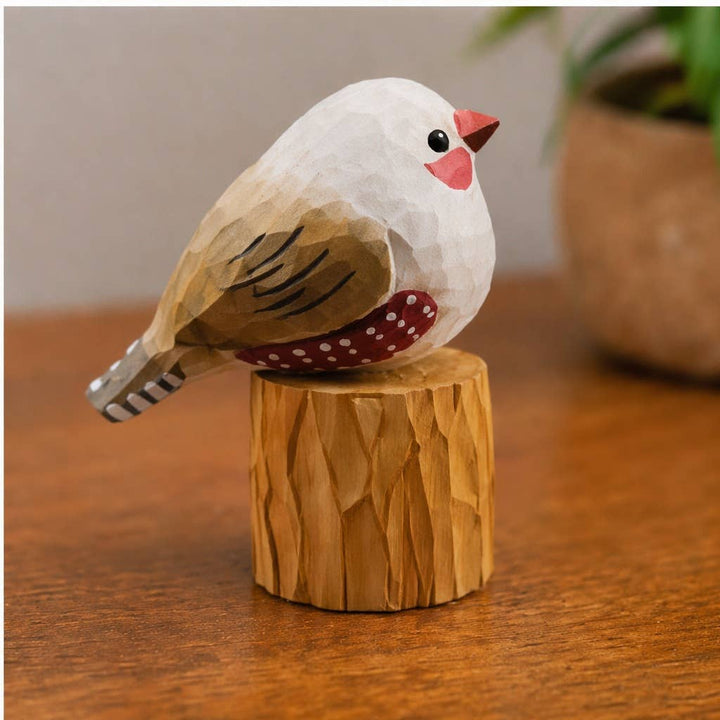 Hand-Painted Carved Wood Bird Figurine