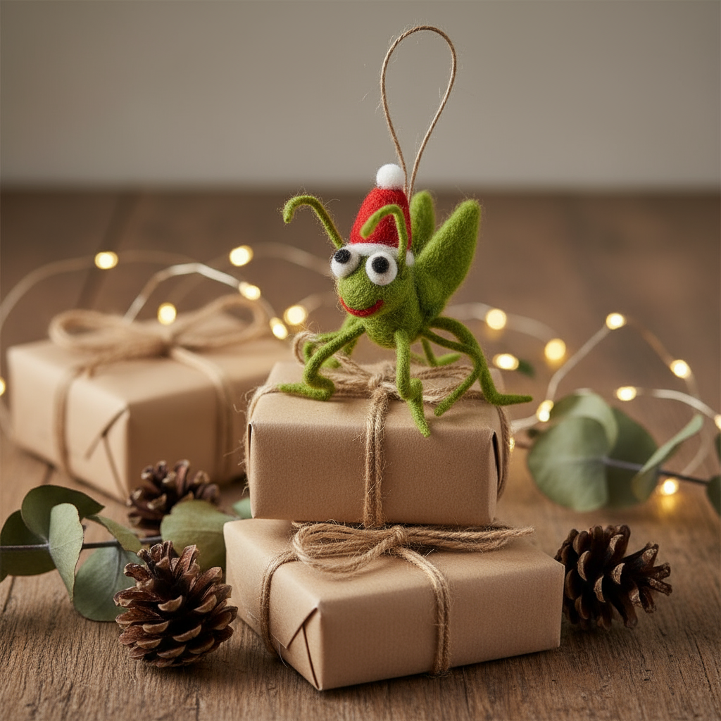 Handmade Felt Biodegradable Christmas Cricket Tree Hanging