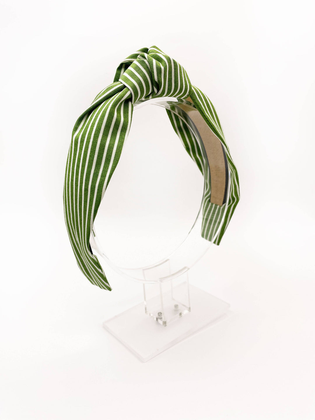 Green Headband With White Stripes, Green Striped Headband