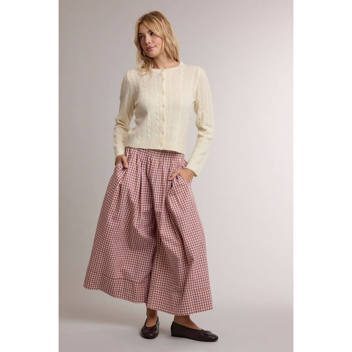 GINGHAM WIDE LEG PULL ON PANTS / WL26