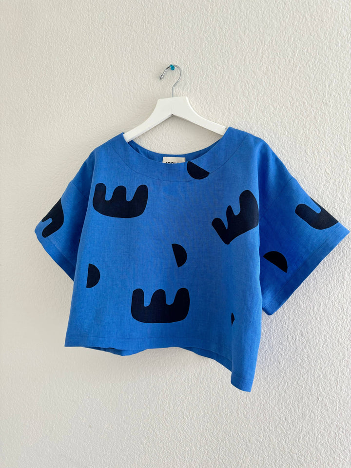 Blue linen top JL35