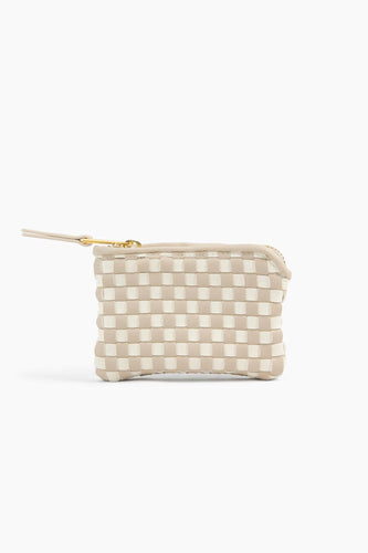 The Woven Wallet - Faux Leather Zipper Checkered Wristlet